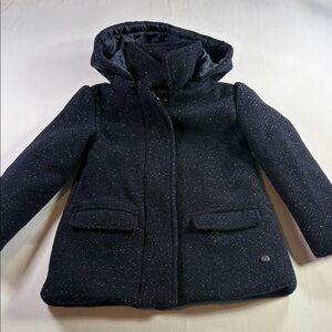 3Pommes Girls Navy Winter Coat with Detachable Hood Size 2-3